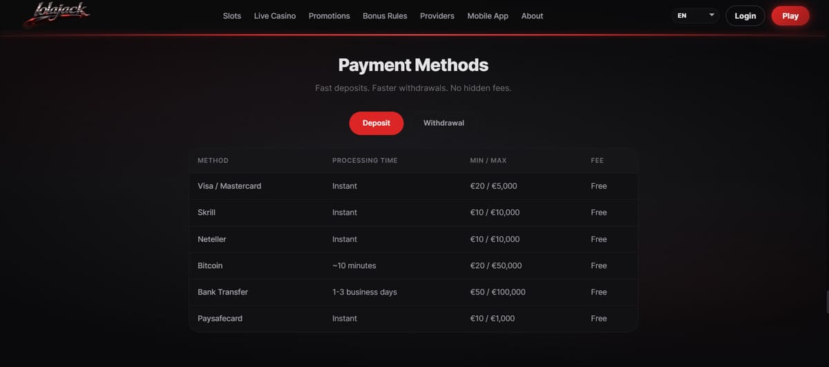 lolajack casino moyens paiement